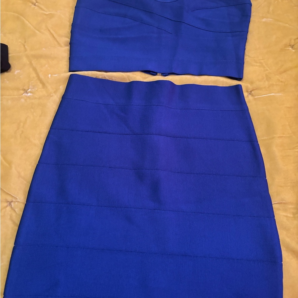 bebe Bold Cobalt Blue Bandage Top with Exposed Zipper